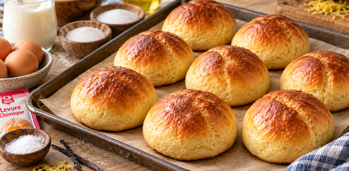 Petits pains au yaourt sans levure boulangère dorés et moelleux