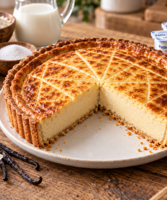 Tarte aux Petits-Suisses à la vanille dorée et crémeuse