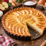 Tarte aux pommes à la crème fondante avec pommes dorées