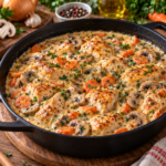 Ragoût de poulet à la crème avec champignons et carottes