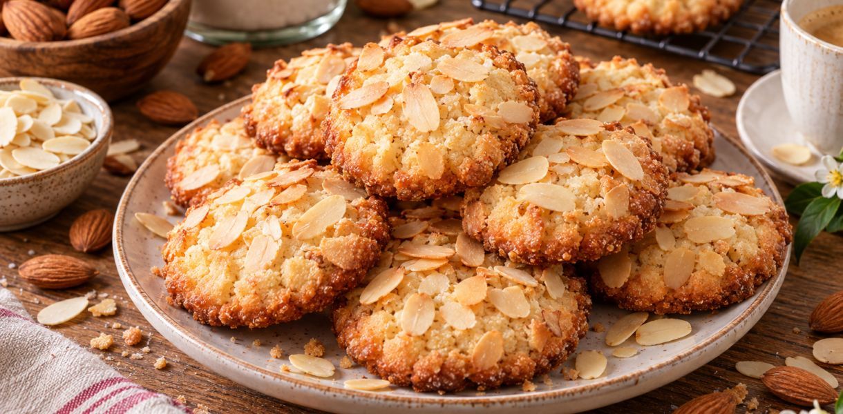 Biscuits moelleux aux amandes maison avec amandes effilées
