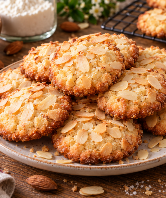 Biscuits moelleux aux amandes maison avec amandes effilées