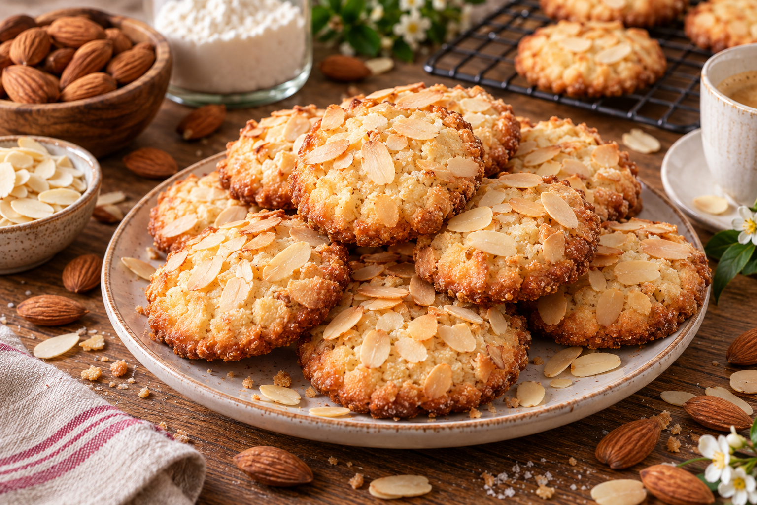 Biscuits moelleux aux amandes maison avec amandes effilées