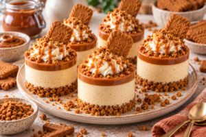 Mini bavarois caramel spéculoos sans cuisson avec chantilly et biscuits