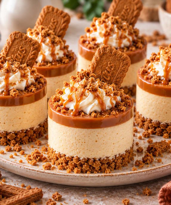 Mini bavarois caramel spéculoos sans cuisson avec chantilly et biscuits