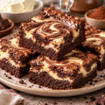 Cheesecake brownies fondants au chocolat avec couche crémeuse au fromage frais et marbrures