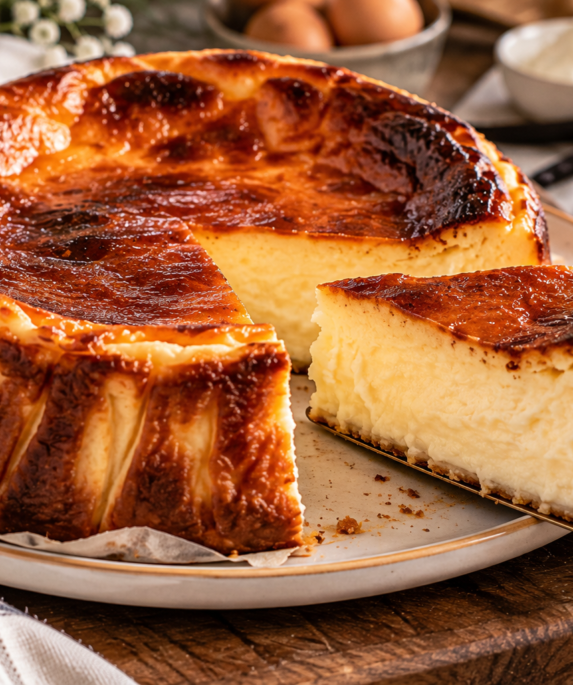 Cheesecake basque caramélisé rustique