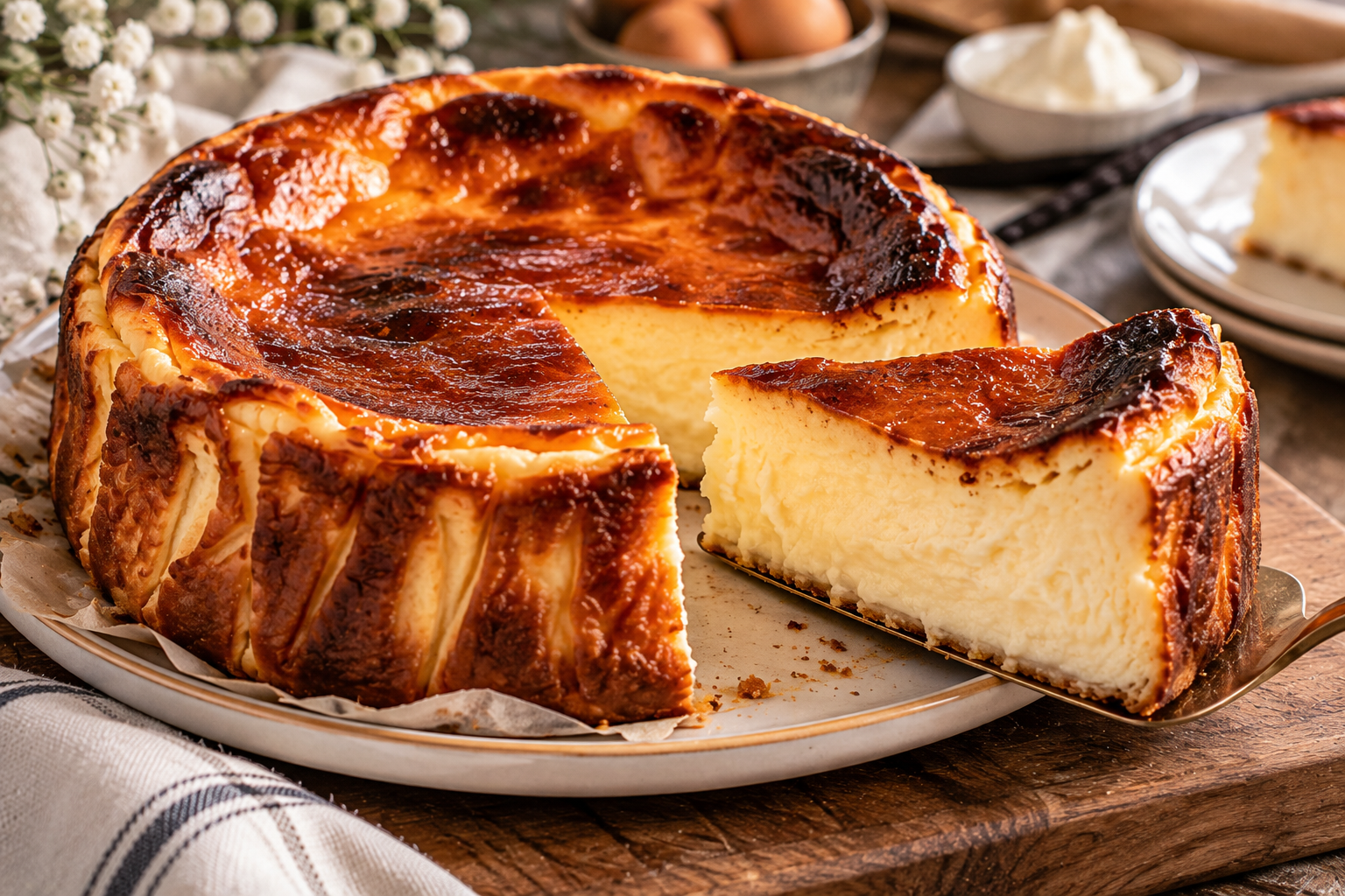 Cheesecake basque caramélisé rustique