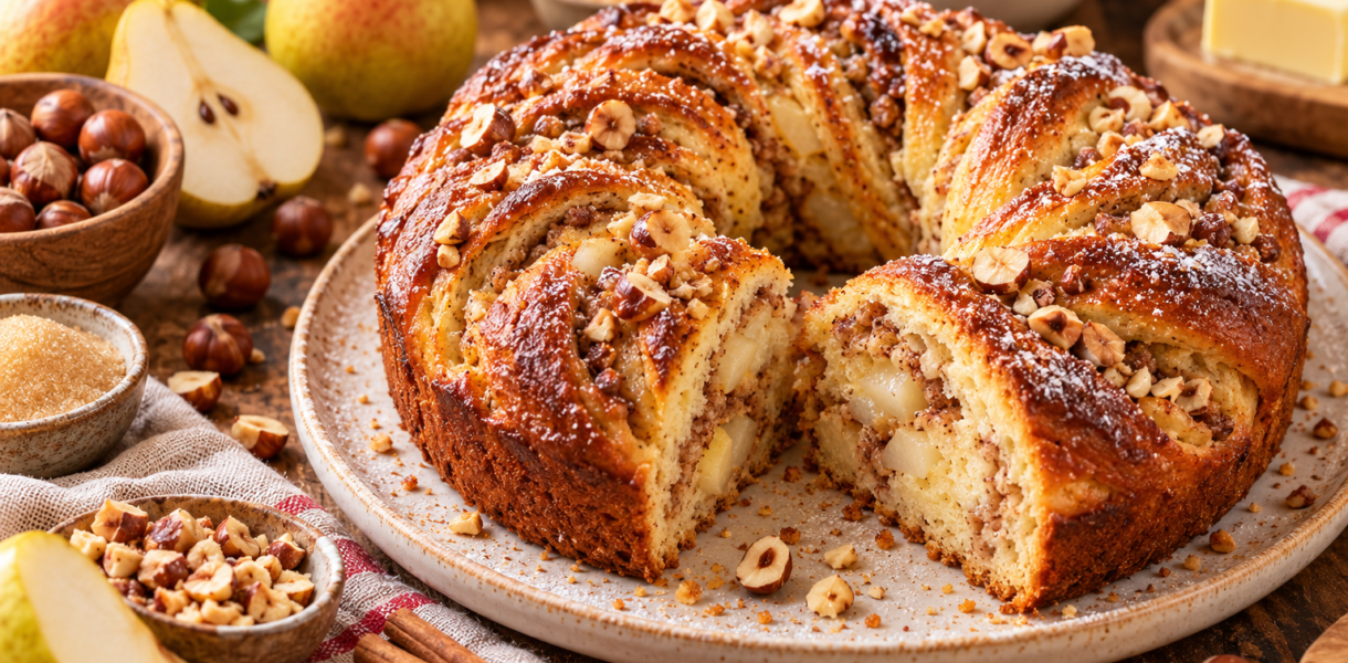 La Poiréline, gâteau moelleux aux poires et noisettes fait maison
