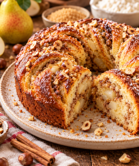 La Poiréline, gâteau moelleux aux poires et noisettes fait maison