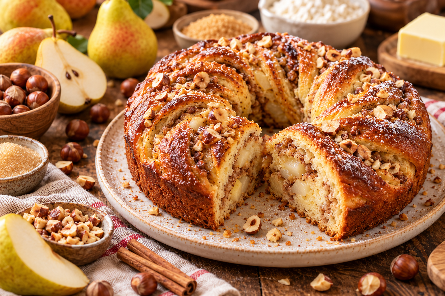 La Poiréline, gâteau moelleux aux poires et noisettes fait maison