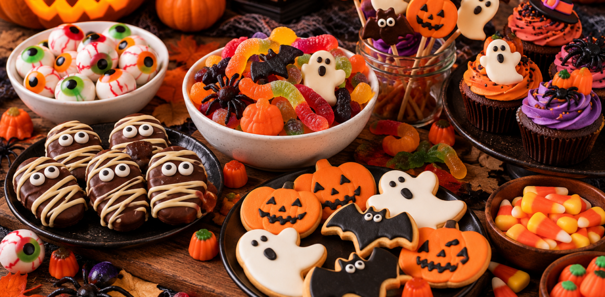 sucreries Halloween, bonbons Halloween, recette Halloween sucrée, dessert Halloween facile, gâteau Halloween, biscuits Halloween, goûter Halloween, friandises Halloween, recette Halloween enfant, buffet Halloween, cupcakes Halloween, biscuits fantômes, biscuits citrouille Halloween, bonbons Halloween maison, idées Halloween gourmandes, dessert Halloween enfant, recette Halloween facile