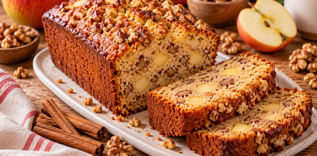 Cake d’automne moelleux aux pommes et noix
