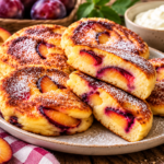 alettes aux prunes moelleuses maison avec morceaux de prunes fraîches