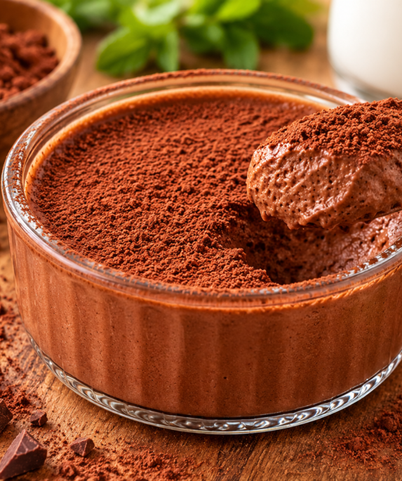 verrine Mousse au chocolat onctueuse au cacao