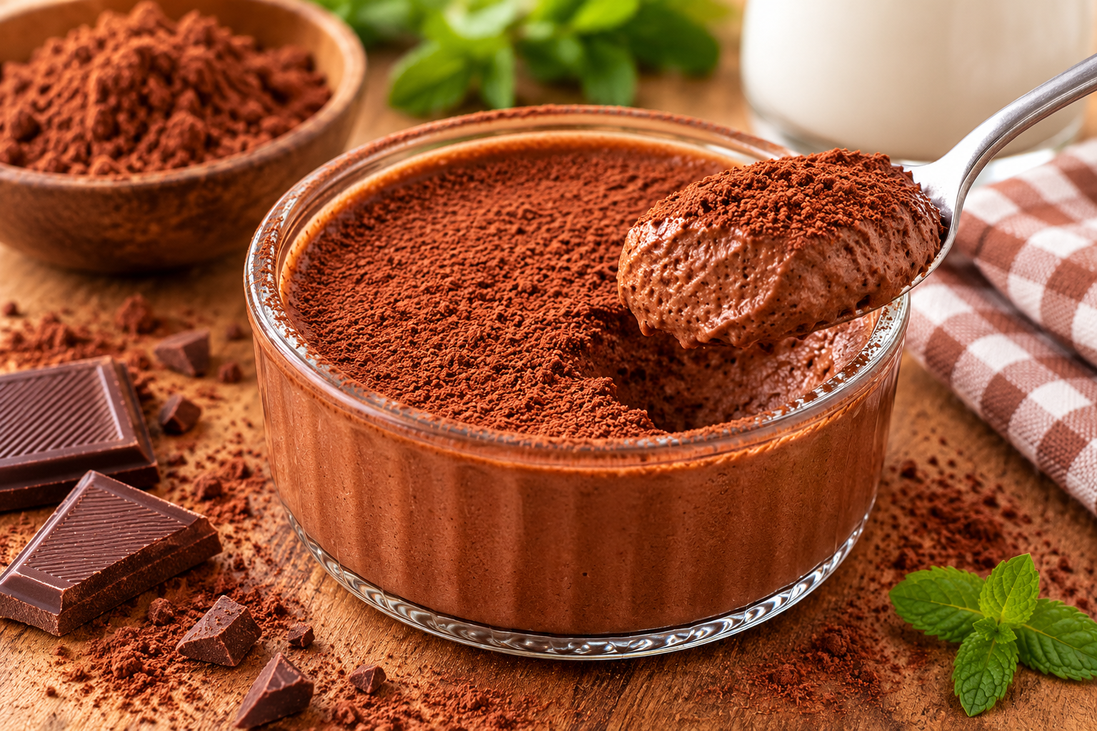 verrine Mousse au chocolat onctueuse au cacao