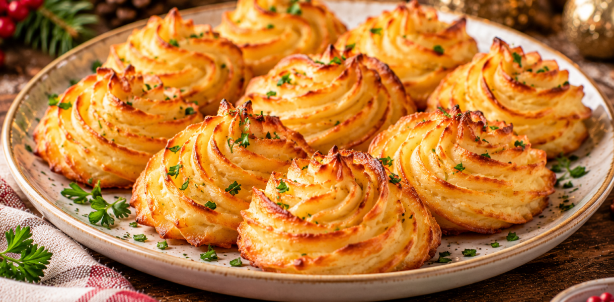 Pommes duchesse dorées de Noël
