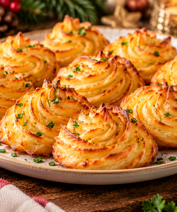 Pommes duchesse dorées de Noël
