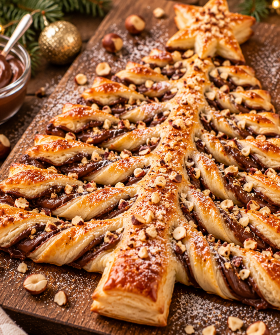 Sapin feuilleté chocolat noisettes de Noël