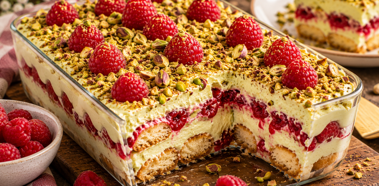 Tiramisu pistache et framboises