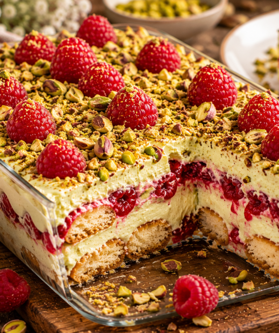 Tiramisu pistache et framboises