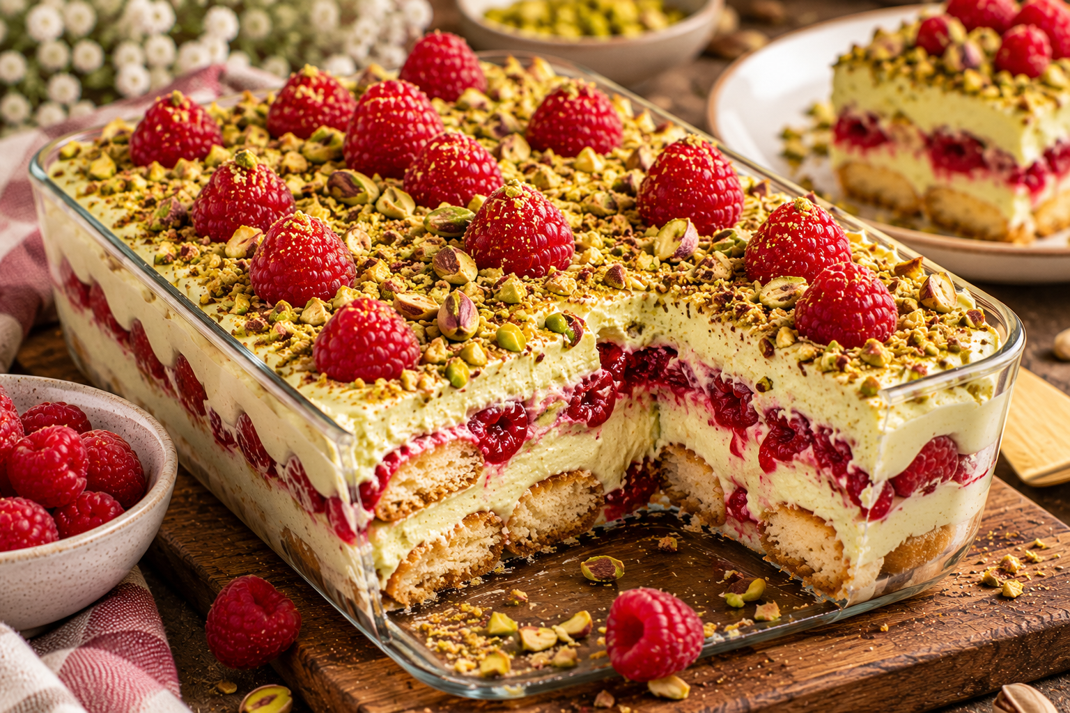 Tiramisu pistache et framboises